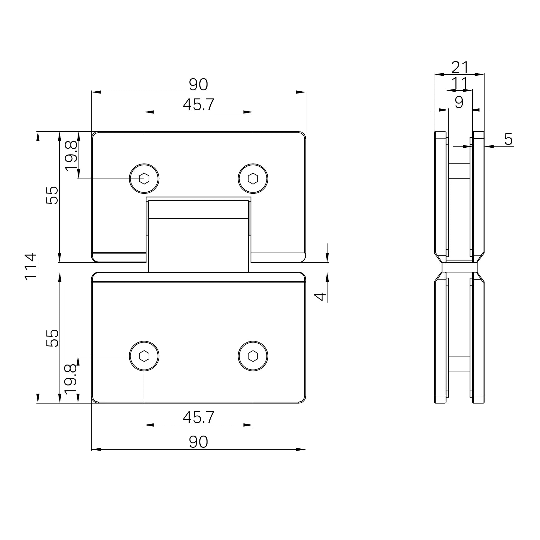 Nero 180 Degree Glass To Glass Shower Hinge 10mm Glass Tumbled Antique Brass