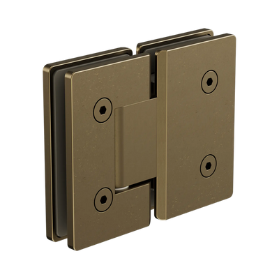 Nero 180 Degree Glass To Glass Shower Hinge 10mm Glass Tumbled Antique Brass