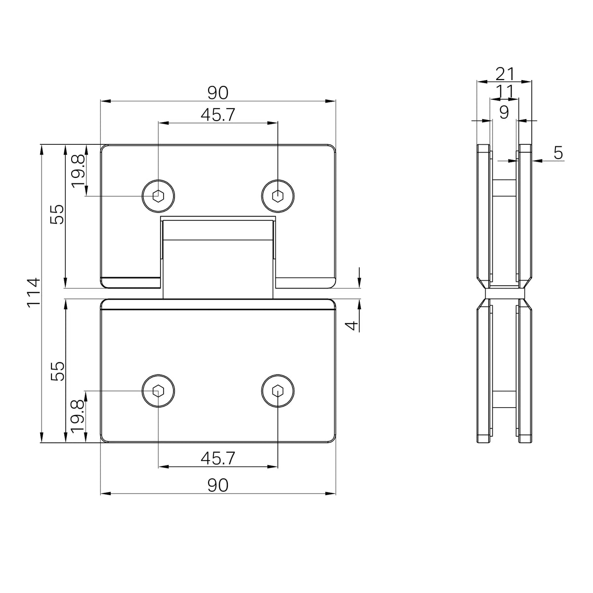 180 Degree Glass To Glass Shower Hinge 10mm Glass Chrome