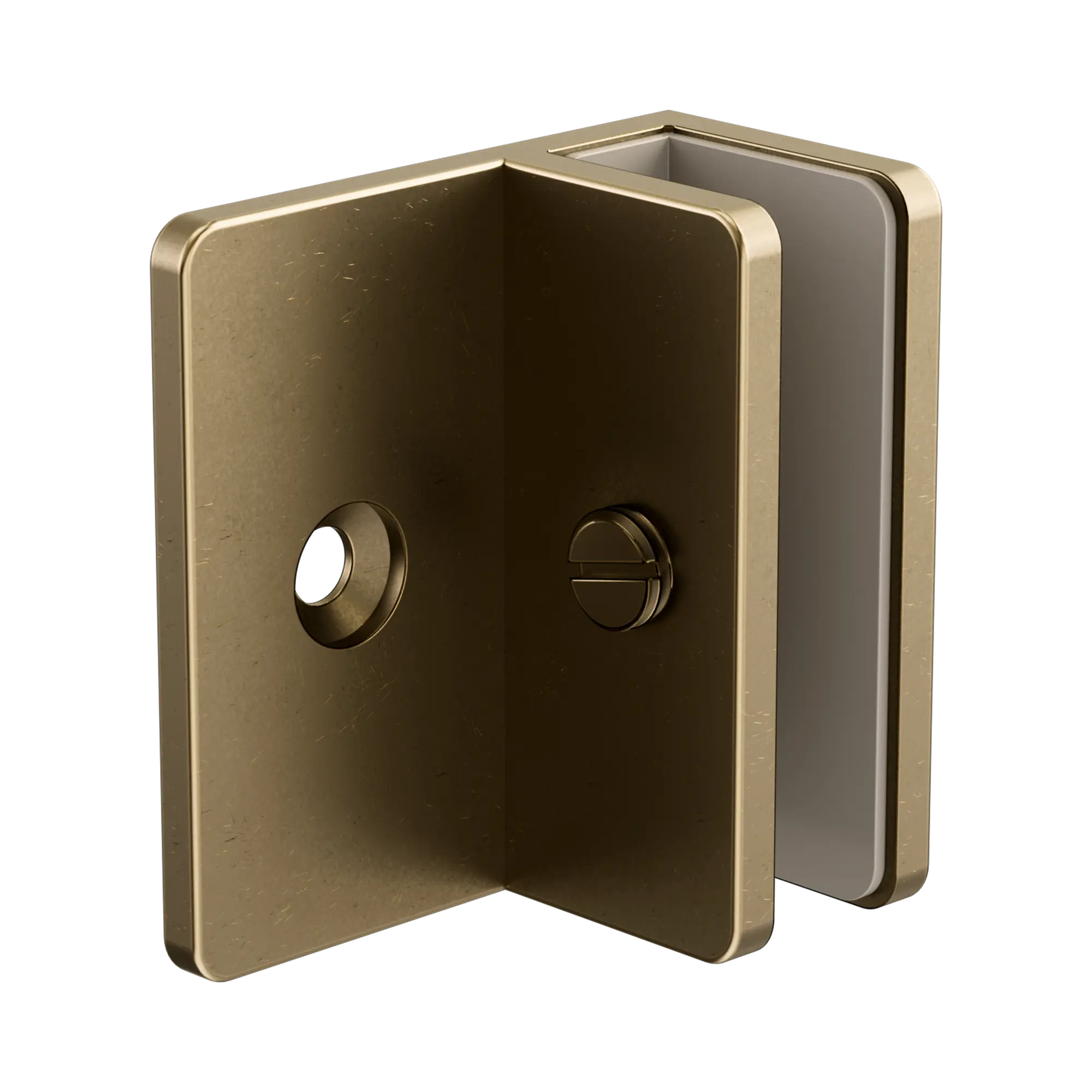 Nero Shower F Bracket 10mm Glass Tumbled Antique Brass