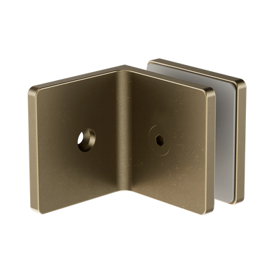 Nero 90 Degree Glass To Wall Bracket 10mm Glass Tumbled Antique Brass