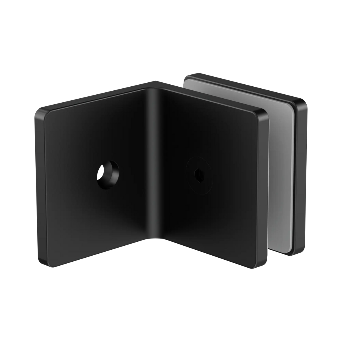 90 Degree Glass To Wall Bracket 10mm Glass Matte Black