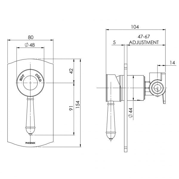 Phoenix Nostalgia Shower / Wall Mixer – Lead Free Chrome/Natural White