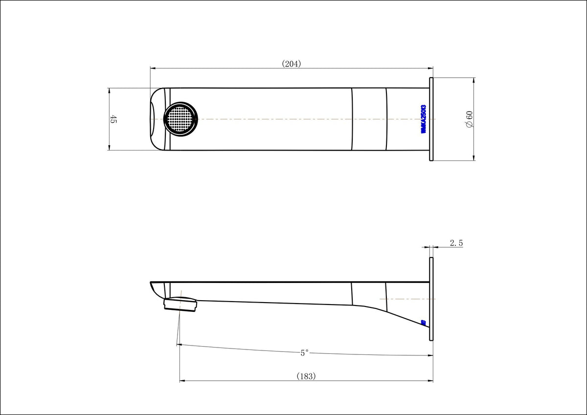 Nova Bath Spout - Line Drawing