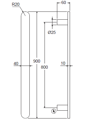 Nova Vertical Heated Towel Rail - Line Drawing