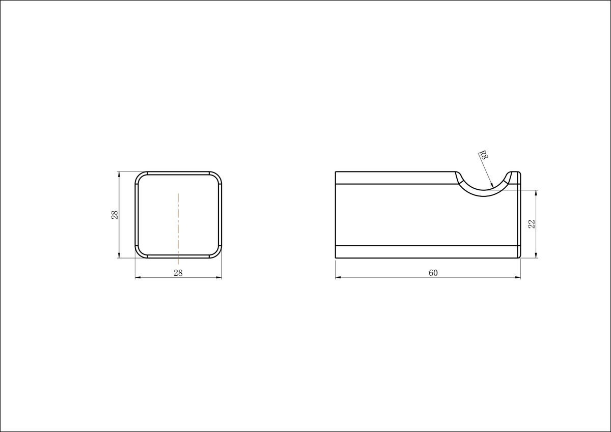 Nova Single Robe Hook - Line Drawing