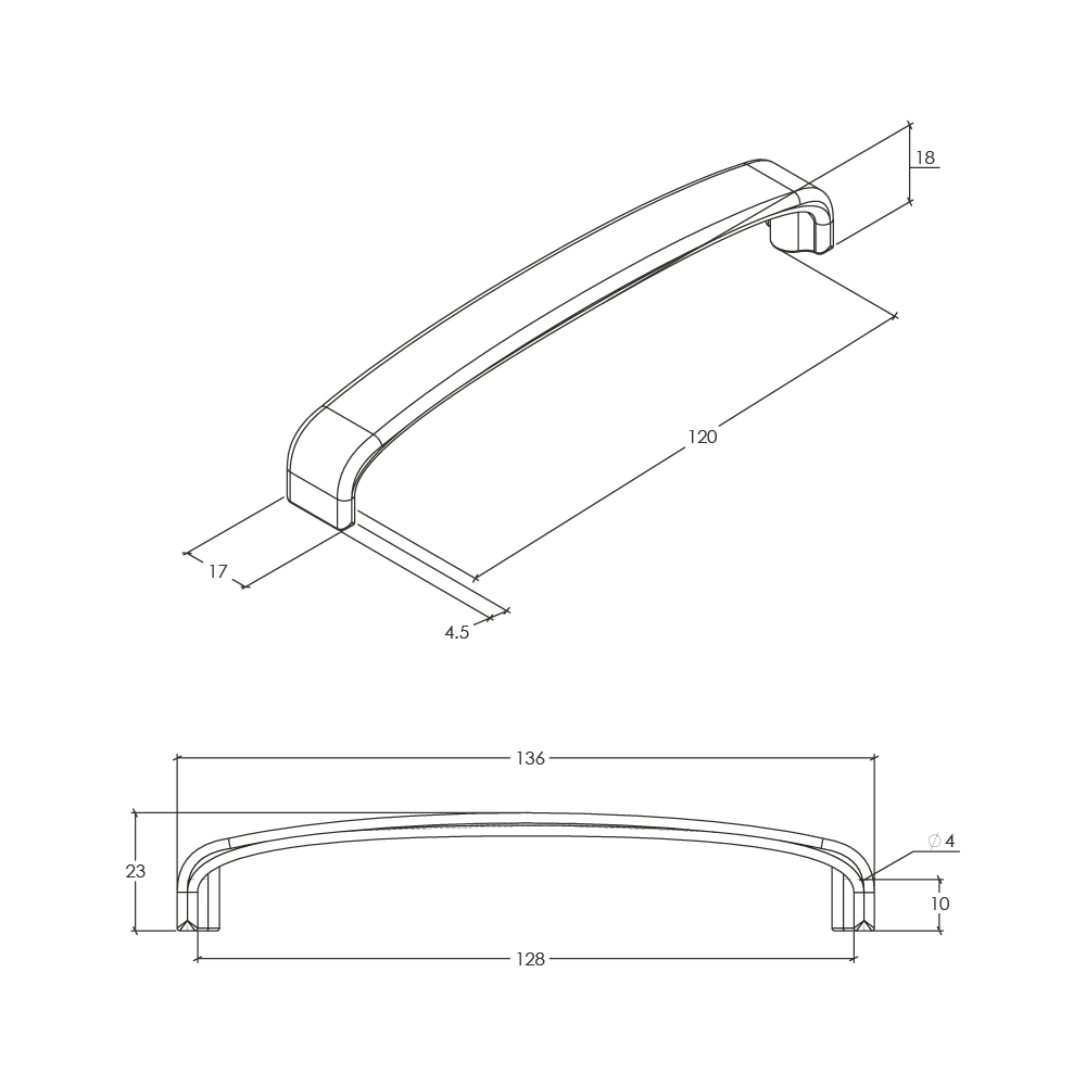 Momo Orion D Handle - Line Drawing