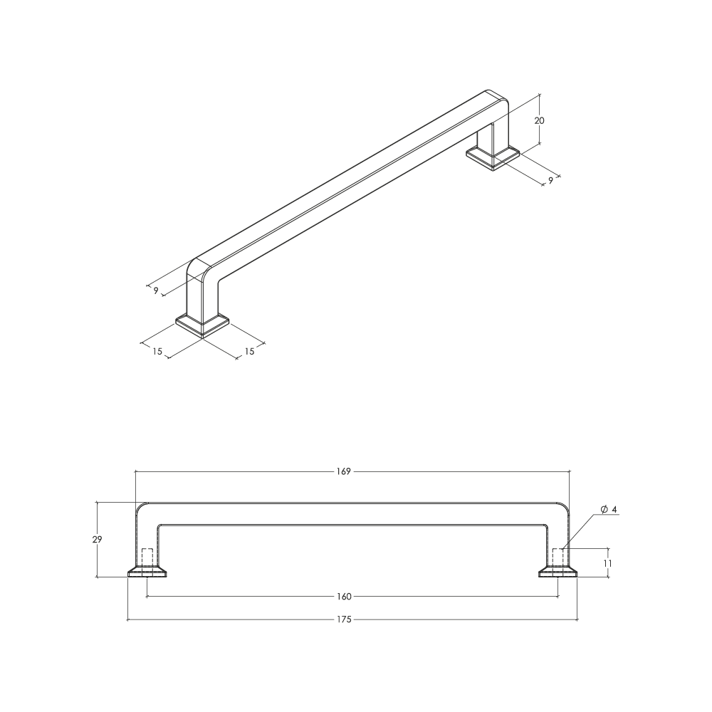Momo Otto D Handle - Line Drawing