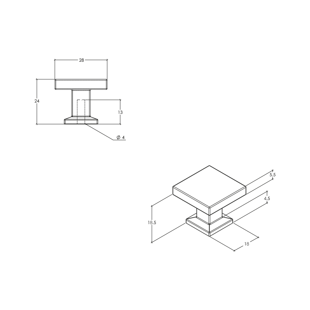 Momo Otto Knob - Line Drawing