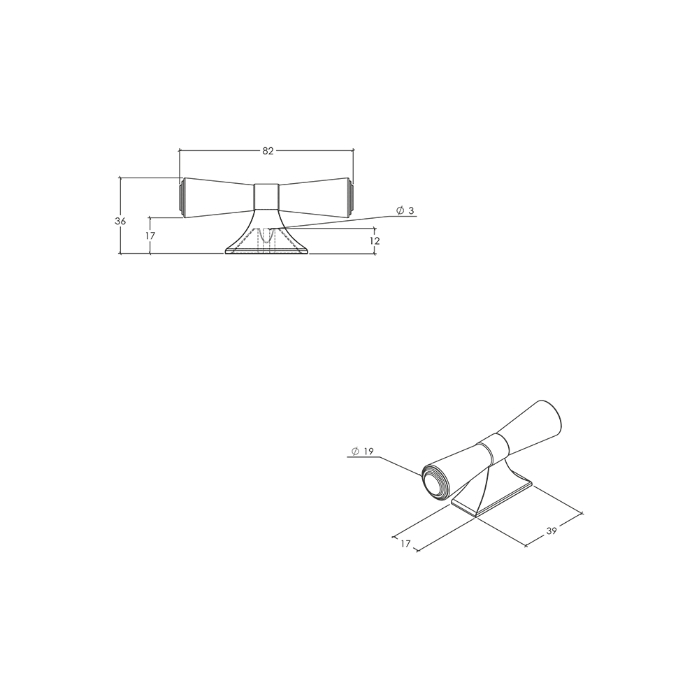 Momo Pembrey T Knob - Line Drawing