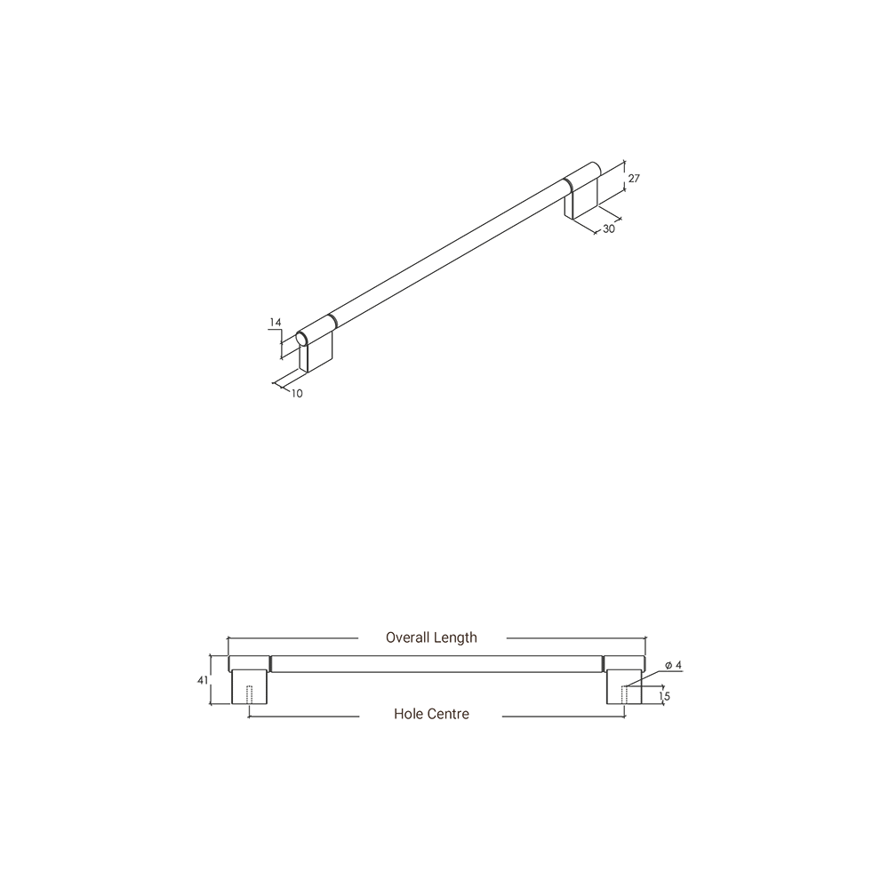 Momo Point D Handle - Line Drawing