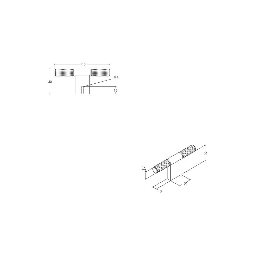 Momo Point T Knob - Line Drawing