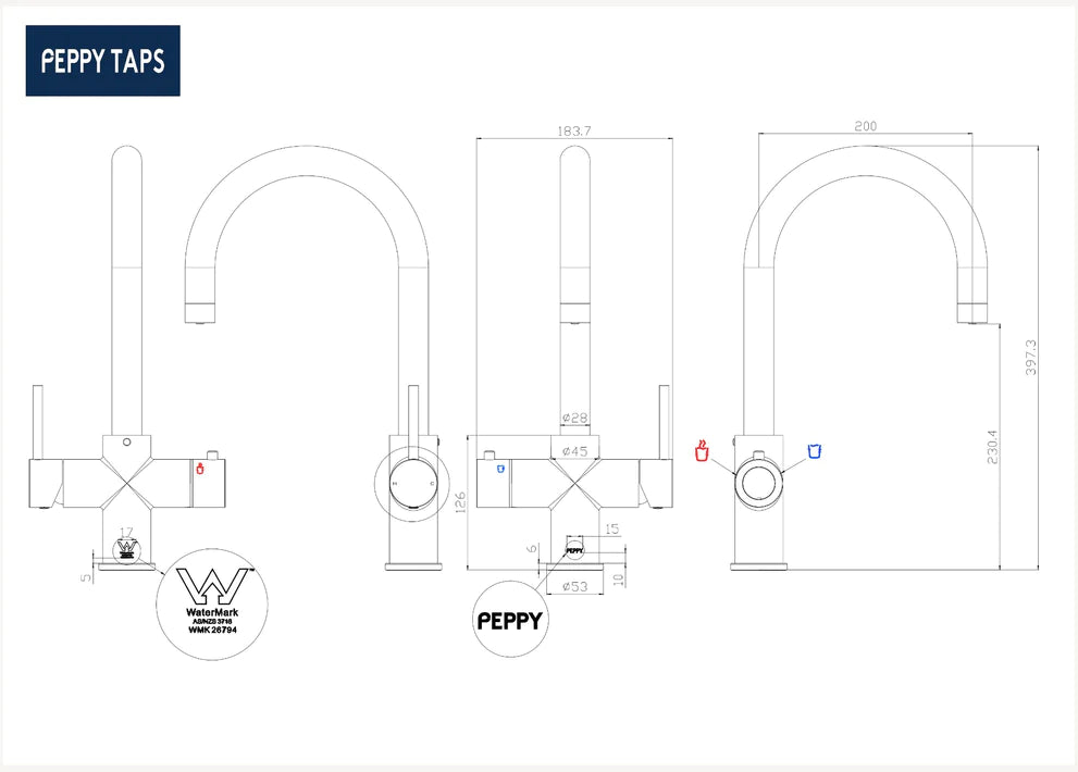 Peppy Taps 4 in 1 - Boiling, Chilled