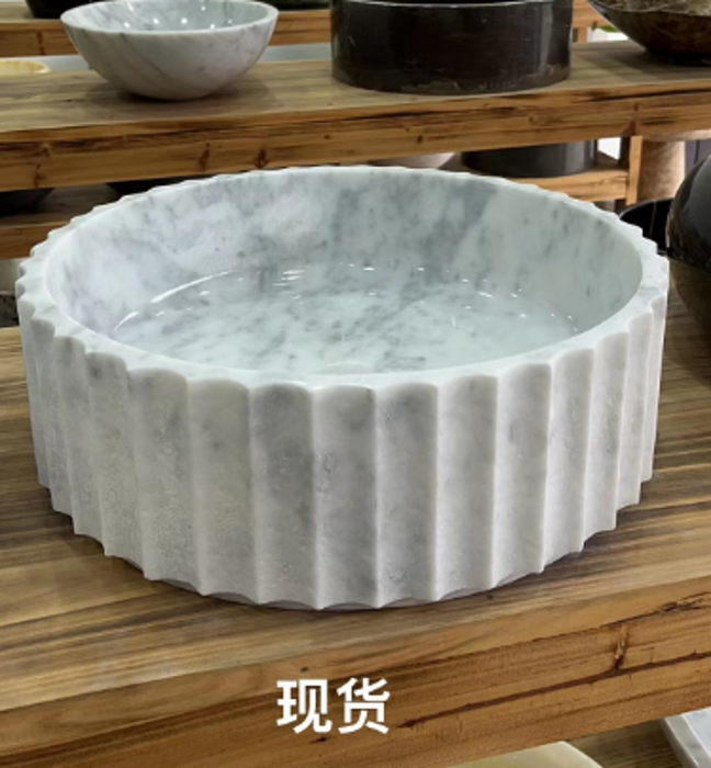 Zen Fluted Carrara Marble Basin