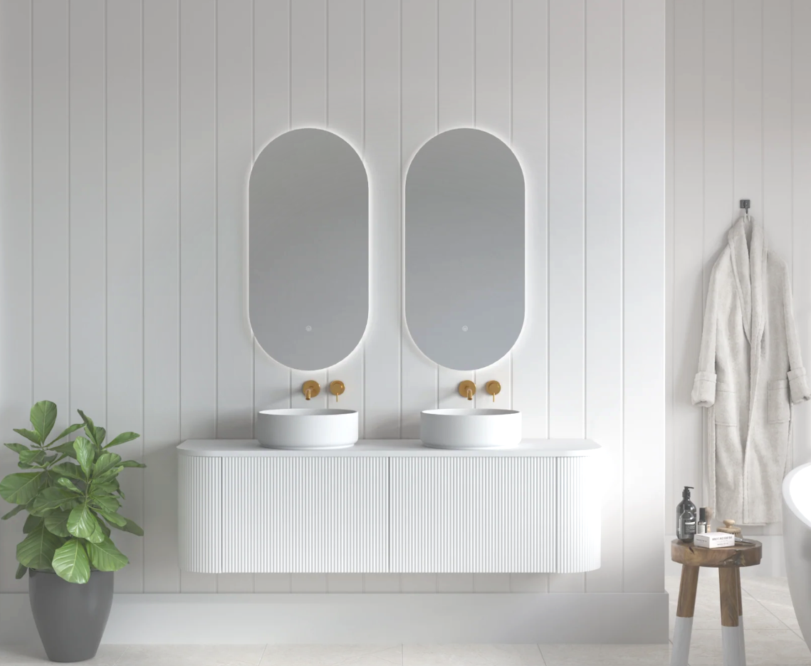 Mimi White Fluted Wall Hung Vanity Unit