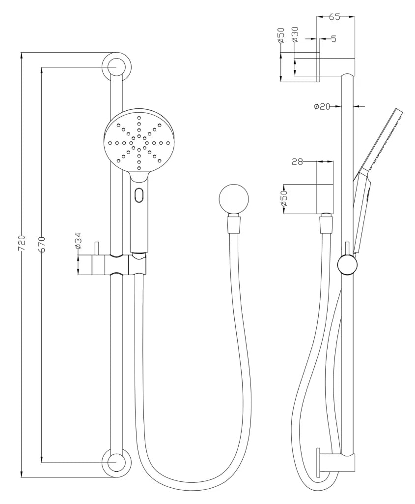 Bella Vista Mica Adjustable Shower Rail Aged Accelerated Living Brass