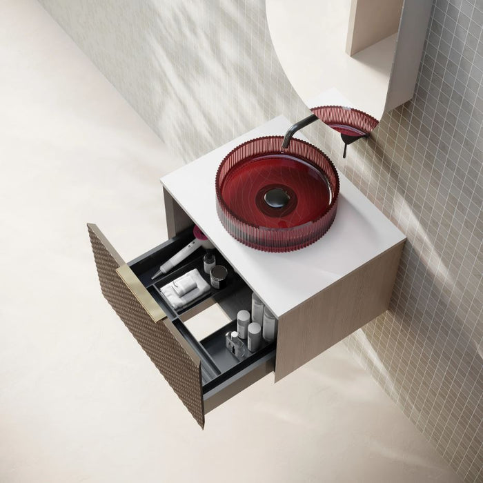 Cassa Design Relievo Wall Hung Vanity Natural Walnut