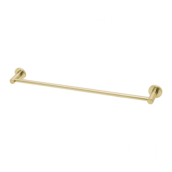 Phoenix Radii Single Towel Rail 600mm Round Plate Brushed Gold
