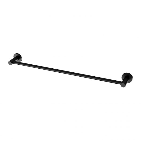 Phoenix Radii Single Towel Rail 600mm Round Plate Matte Black