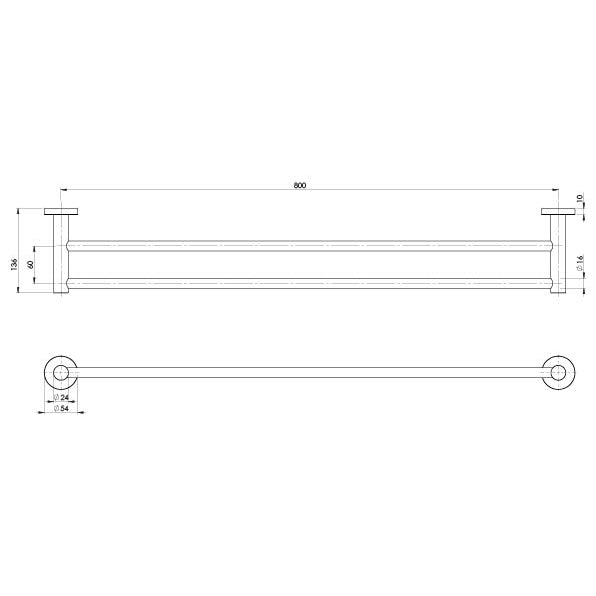 Phoenix Radii Double Towel Rail 800mm Chrome