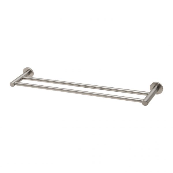 Phoenix Radii Double Towel Rail 600mm Round Plate Brushed Nickel