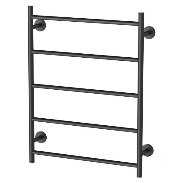 Phoenix Radii Heated Towel Ladder 550 x 740mm Round Plate Matte Black