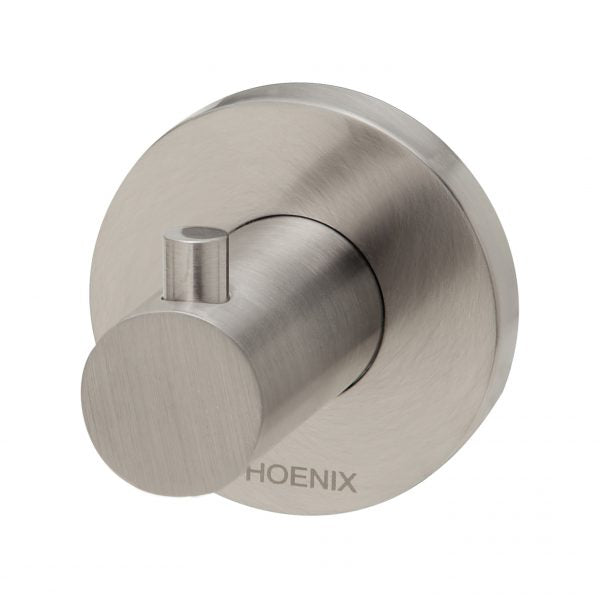 Phoenix Radii Robe Hook Round Plate Brushed Nickel