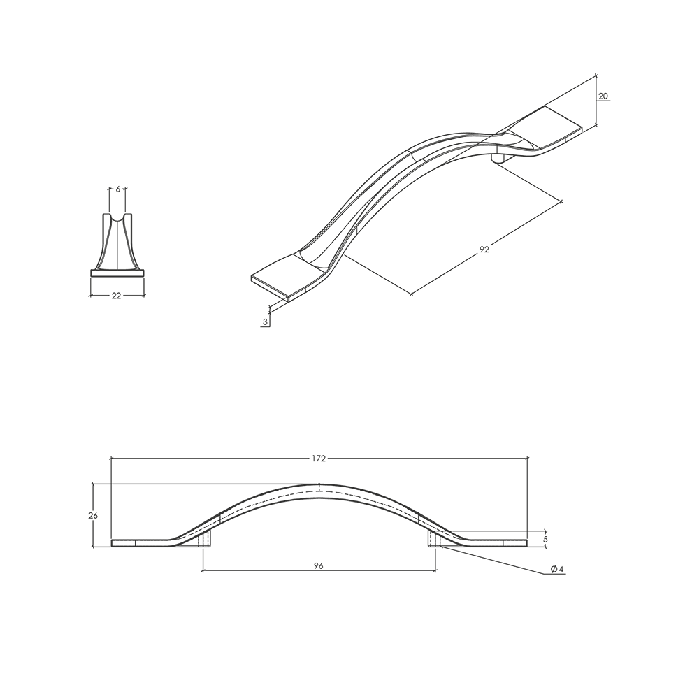 Momo Raviolo Bow Handle - Line Drawing