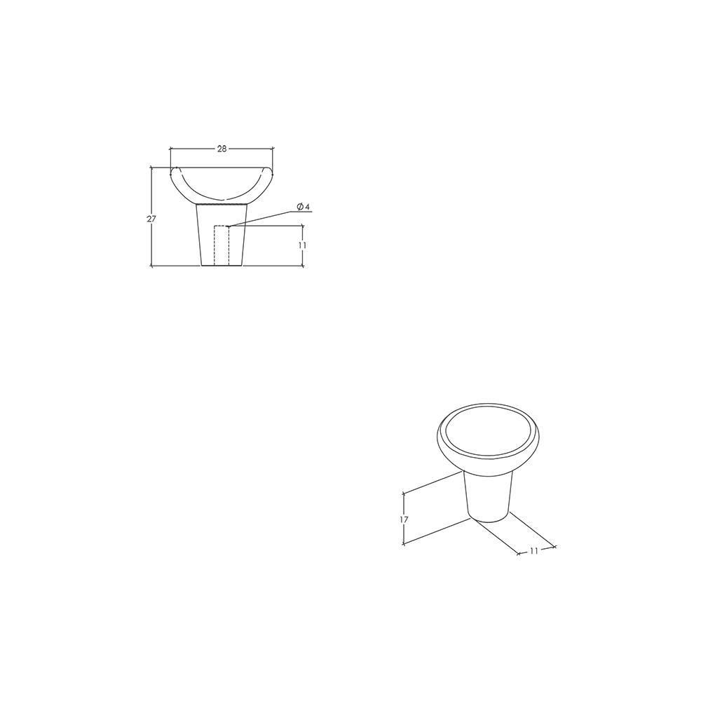 Momo Raviolo Round Knob - Line Drawing