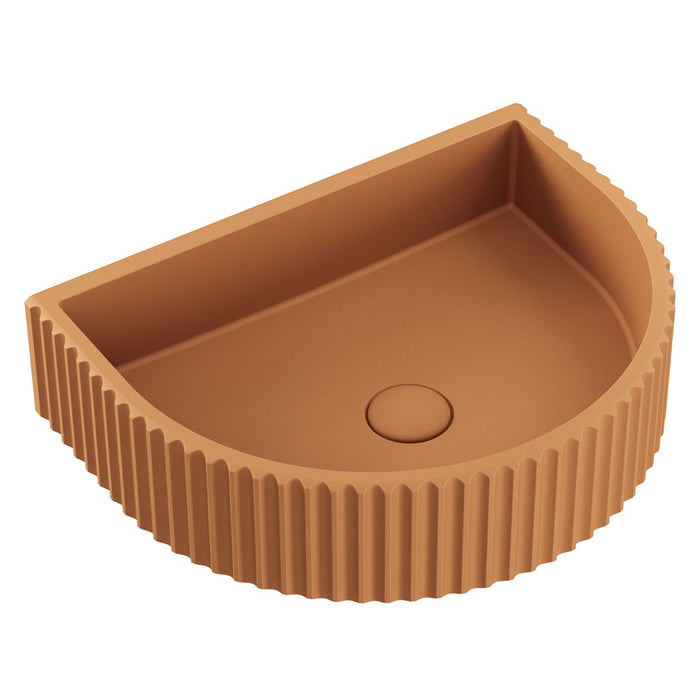 Valentina Fluted Arch Concrete Wall Basin, Tuscan