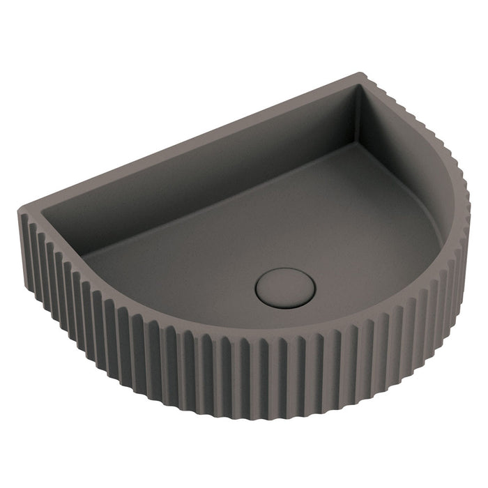 Valentina Fluted Arch Concrete Wall Basin, Warm Grey