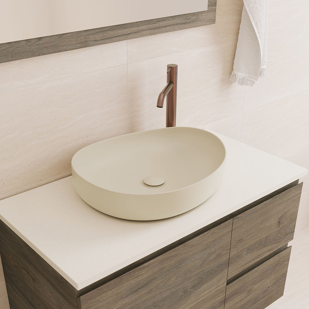 Fienza Pebble Medium Above Counter Basin Matte Khaki