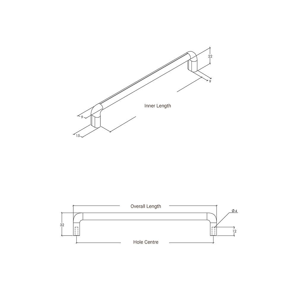 Momo Redo D Handle - Line Drawing