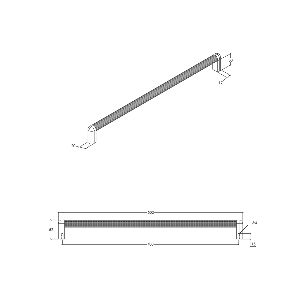 Momo Riss Big D Handle - Line Drawing