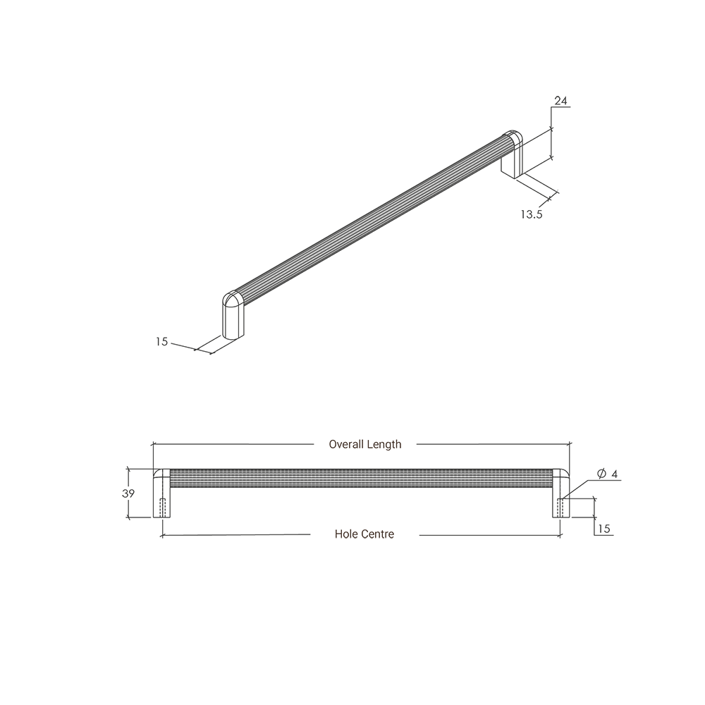 Momo Riss Mini D Handle - Line Drawing