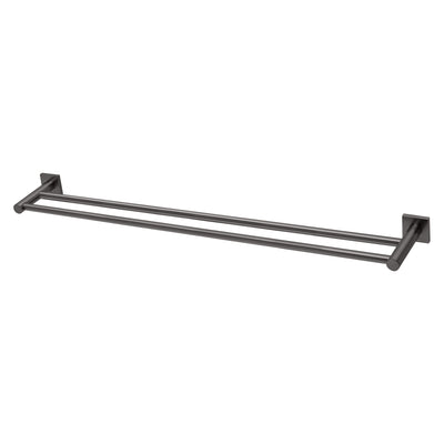 Phoenix Radii Double Towel Rail 800mm Square Plate Brushed Carbon