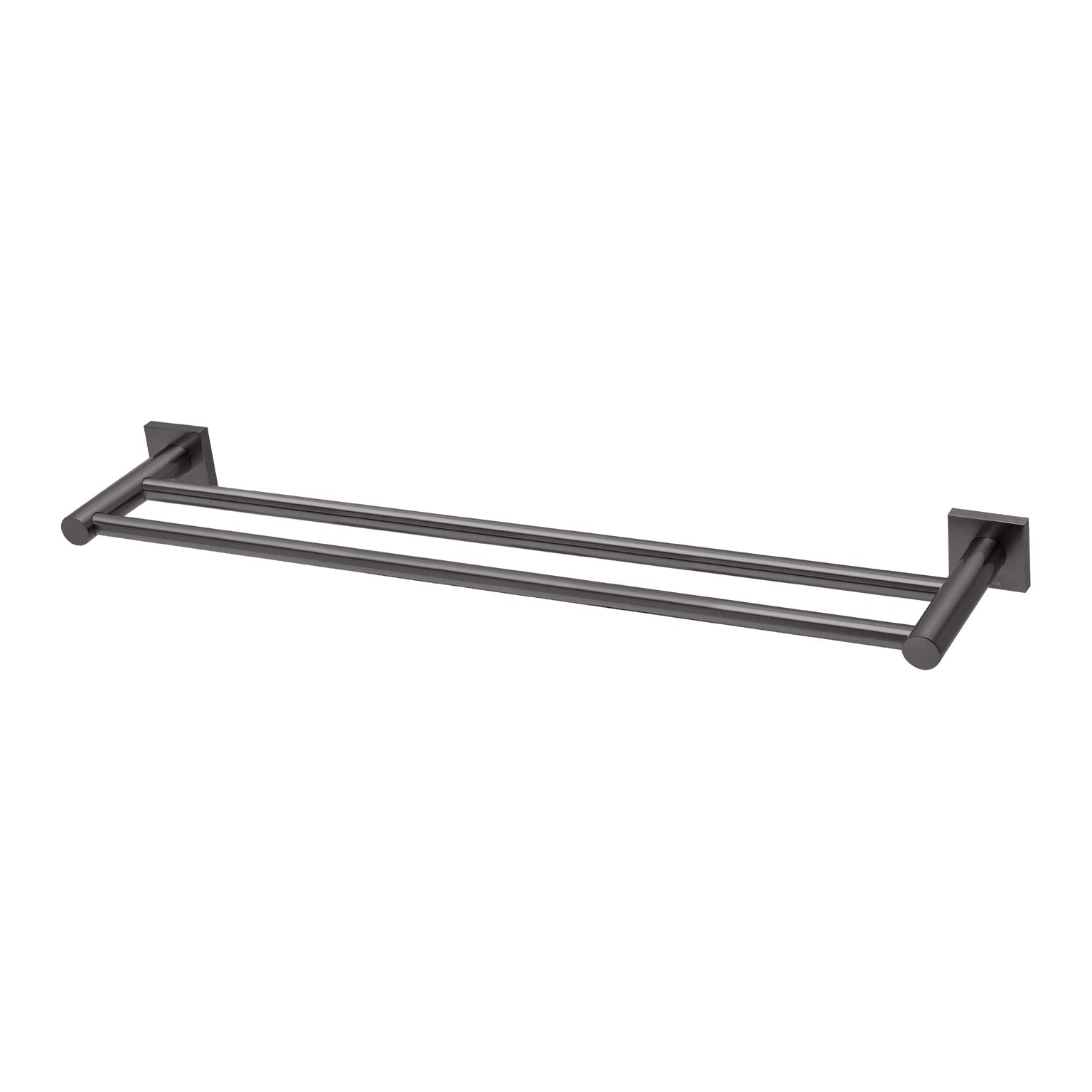 Phoenix Radii Double Towel Rail 600mm Square Plate Brushed Carbon