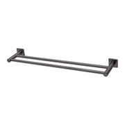 Phoenix Radii Double Towel Rail 600mm Square Plate Brushed Carbon