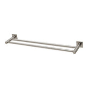 Phoenix Radii Double Towel Rail 600mm Square Plate Brushed Nickel