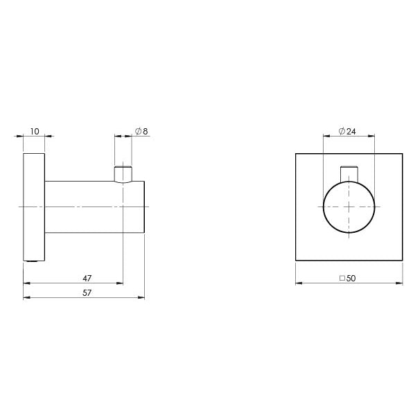 Phoenix Radii Robe Hook Square Plate Brushed Carbon
