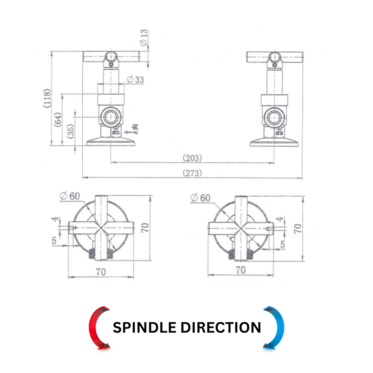 Ryker Washing Machine Stops 1/4 Turn - Line Drawing
