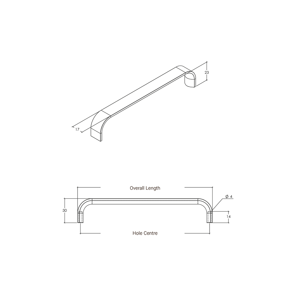 Momo Sense Mini D Handle - Line Drawing