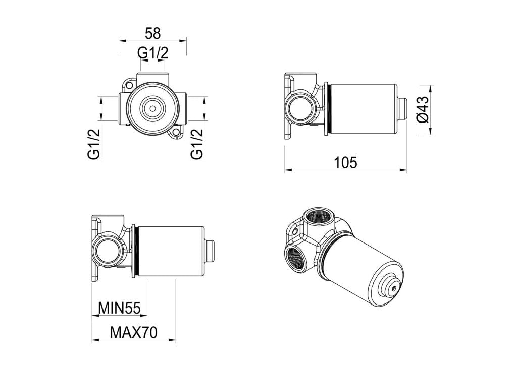 Bella Vista Shower Mixer Body Only - Specifications