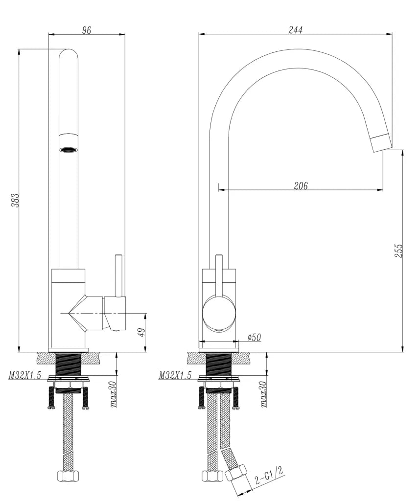 Bella Vista Mica Gooseneck Sink Mixer Living Brass