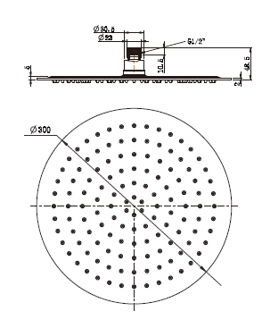 Modern National Stainless Steel Round Shower Head 300mm - Matte Black