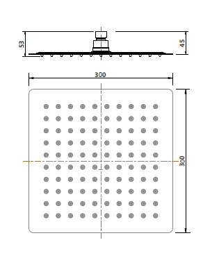 Modern National Stainless Steel Square Shower Head 300mm - Matte Black