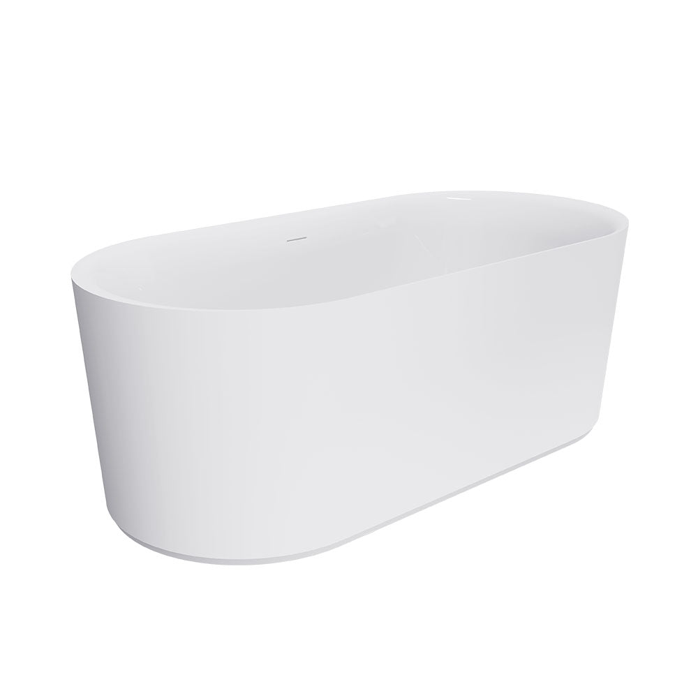 Fienza Empire Slim Freestanding Solid Surface Bath 1500mm Matte White