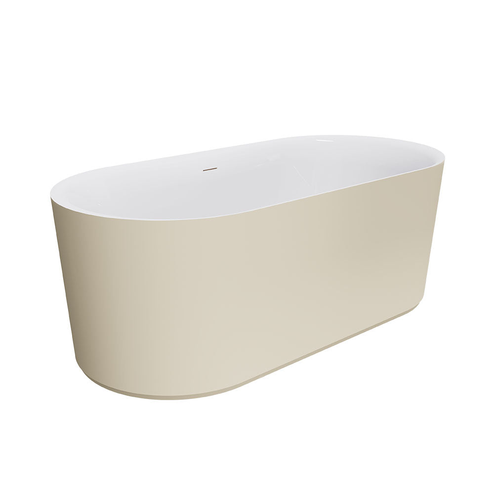 Fienza Empire Slim Freestanding Solid Surface Bath 1700mm Matte Khaki
