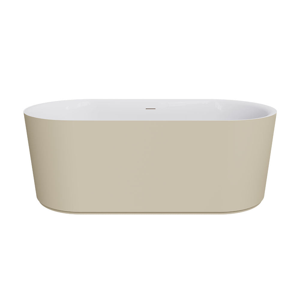 Fienza Empire Slim Freestanding Solid Surface Bath 1500mm Matte Khaki