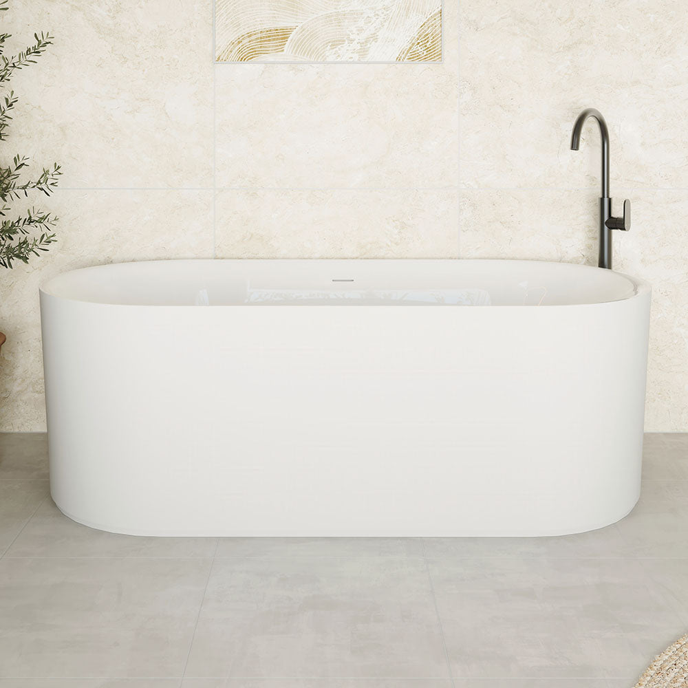 Fienza Empire Slim Freestanding Solid Surface Bath 1700mm Matte White